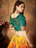 Yellow And Green Organza Lehenga Choli